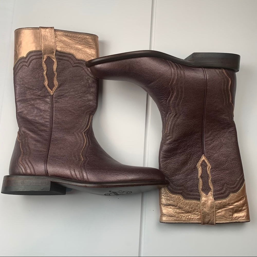 Lucchese Metallic Bronze Rose Gold Boots Size 6B - Picture 3 of 13